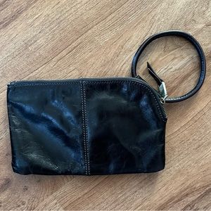 Hobo Sable black leather wristlet clutch wallet